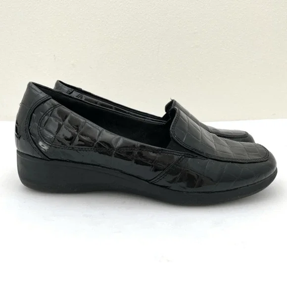 Clarks Gael Angora Black Croc Patent Leather Loafers Women’s 7.5 - Picture 4 of 10